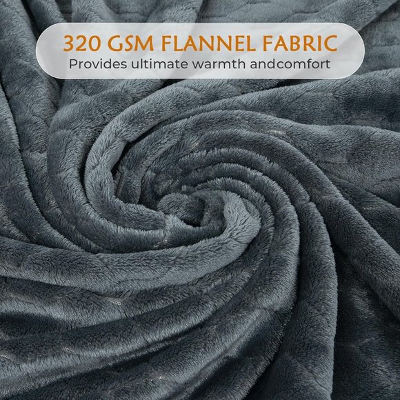 50" x 60" Grey Soft Fluffy Geometric Pattern Comfy Microfiber Flannel Blankets - Picture 4 of 6